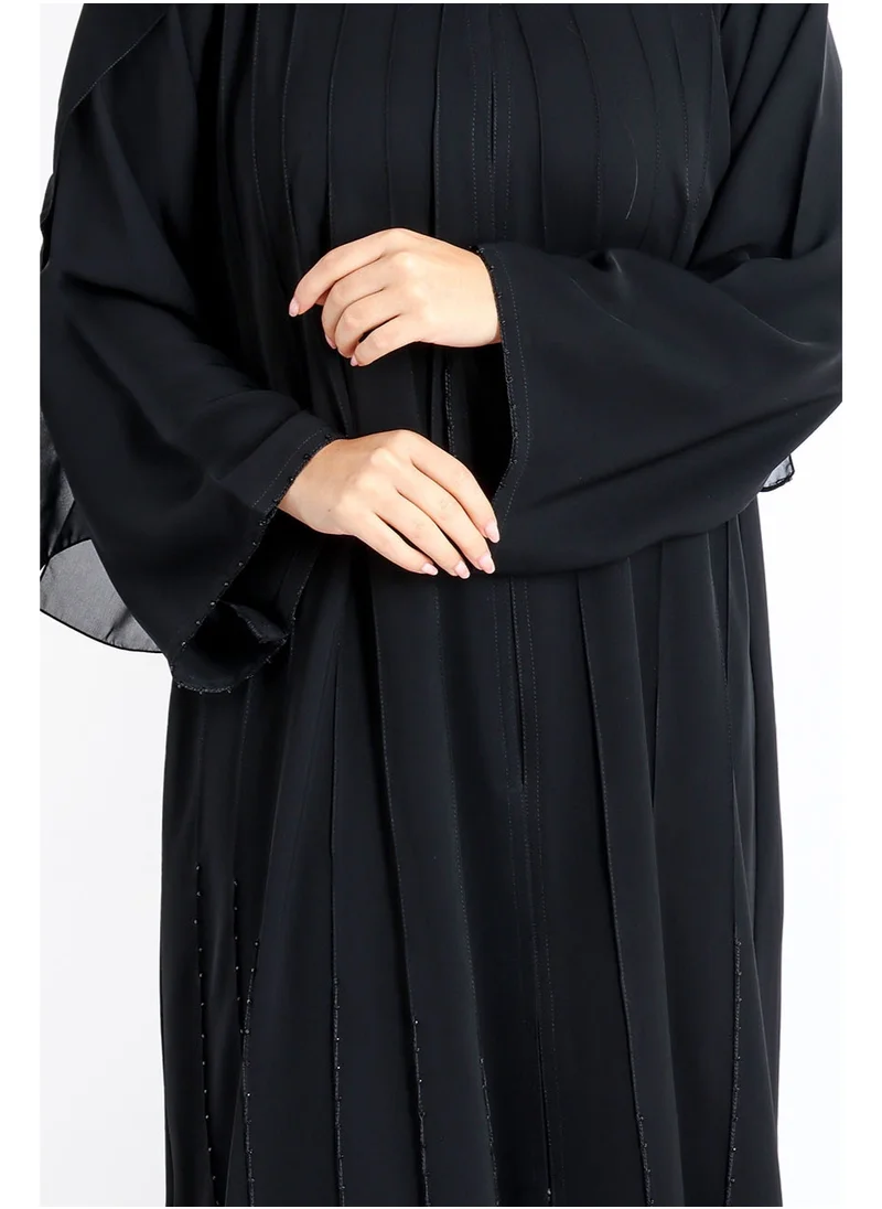 IKKXA Royal Elegance Handwork Emirati Abaya AIK5018 Black