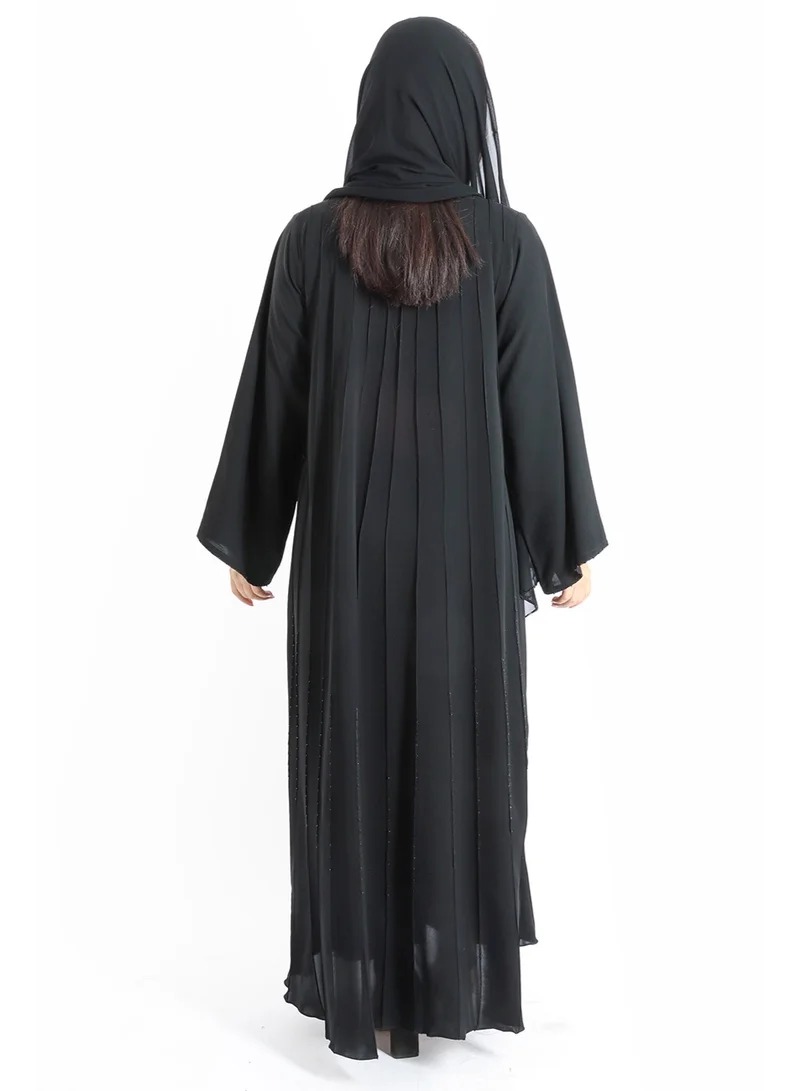 IKKXA Royal Elegance Handwork Emirati Abaya AIK5018 Black