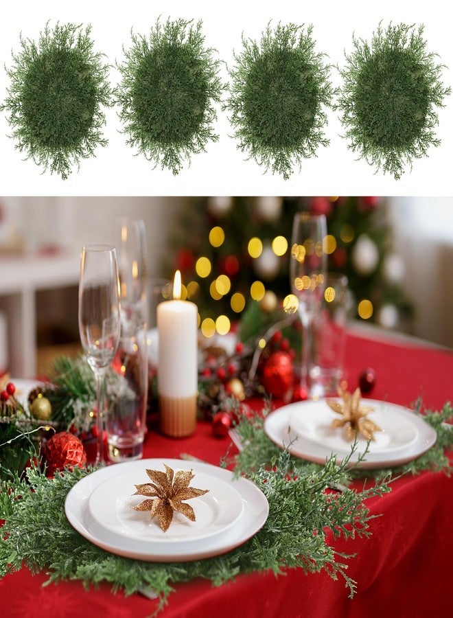 Willinglong 12 Pack Christmas Pine Placemats Bulk 20 Inch Christmas Large Round Artificial Realistic Pine Branches Place Mats for Xmas Dining Table Party Decorations - Image 1