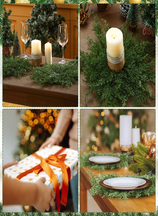 Willinglong 12 Pack Christmas Pine Placemats Bulk 20 Inch Christmas Large Round Artificial Realistic Pine Branches Place Mats for Xmas Dining Table Party Decorations - Image 3