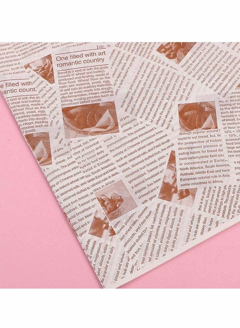 NIBEMINENT Food Wrapping Paper, Wax Cake Wrappers, Gift Basket Liner Grease Proof Paper Crafting Cheese Bread for Family, Bar, Birthday, Party, Wedding, Table Decoration 100 Sheets - Image 2