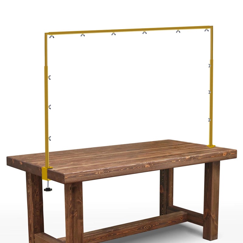 mutualsign Over The Table Rod Stand with Clamps - Adjustable Table Arch Stand, Metal Table Rod for Wedding, Birthday, Halloween, and Christmas Decorations (29"-97" Length, 26"-42" Tall, Gold) - Image 1