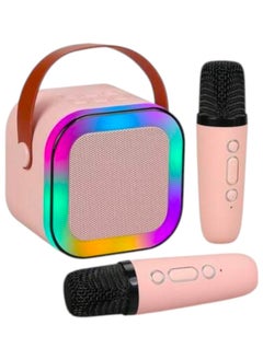 صندوق العاب مكبرات صوت كاريوكي لاسلكية محمولة تعمل بالبلوتوث مع ميكروفون ومصابيح LED  - Image 2