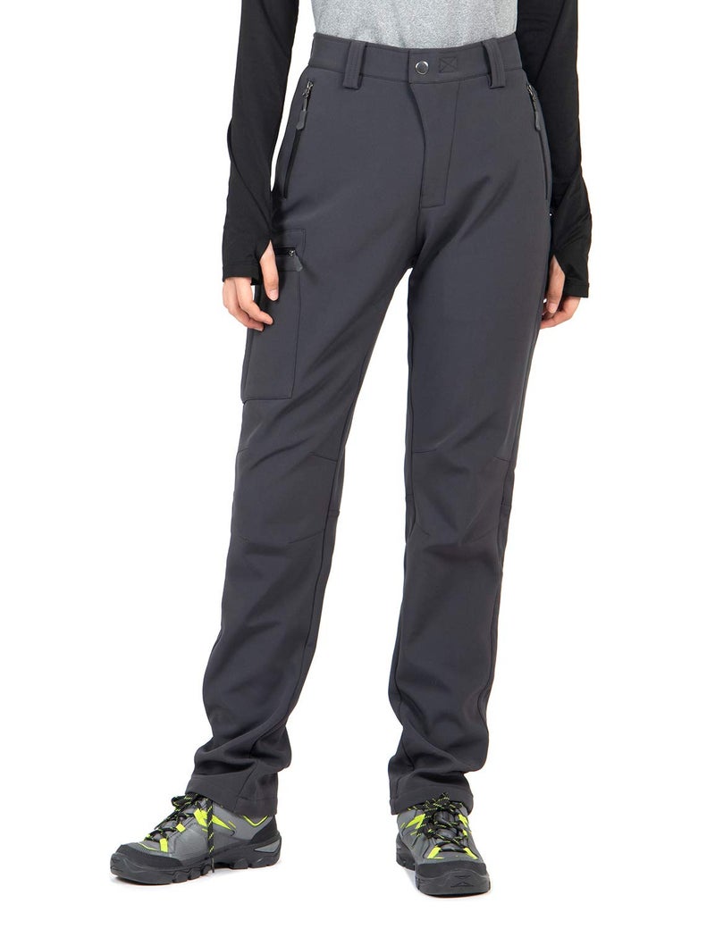 Wespornow Women's-Fleece-Lined-Hiking-Pants Snow-Ski-Pants Water-Resistance-Outdoor-Softshell-Insulated-Pants for Winter (Grey, 3X-Large) - Image 2