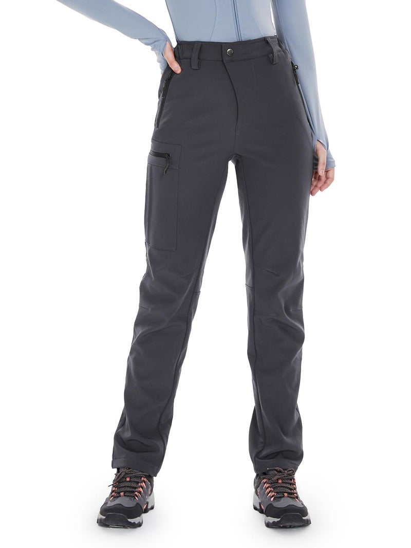 Wespornow Women's-Fleece-Lined-Hiking-Pants Snow-Ski-Pants Water-Resistance-Outdoor-Softshell-Insulated-Pants for Winter (Grey, 3X-Large) - Image 3
