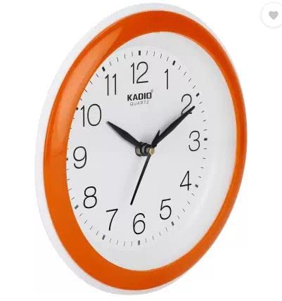 Kadio Analog 20 cm X 20 cm Wall Clock (Orange with Glass, Standard) - Image 3