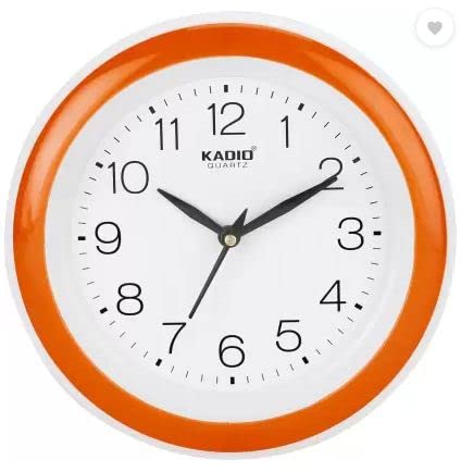 Kadio Analog 20 cm X 20 cm Wall Clock (Orange with Glass, Standard) - Image 1