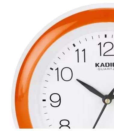 Kadio Analog 20 cm X 20 cm Wall Clock (Orange with Glass, Standard) - Image 5