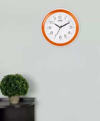 Kadio Analog 20 cm X 20 cm Wall Clock (Orange with Glass, Standard) - Image 2