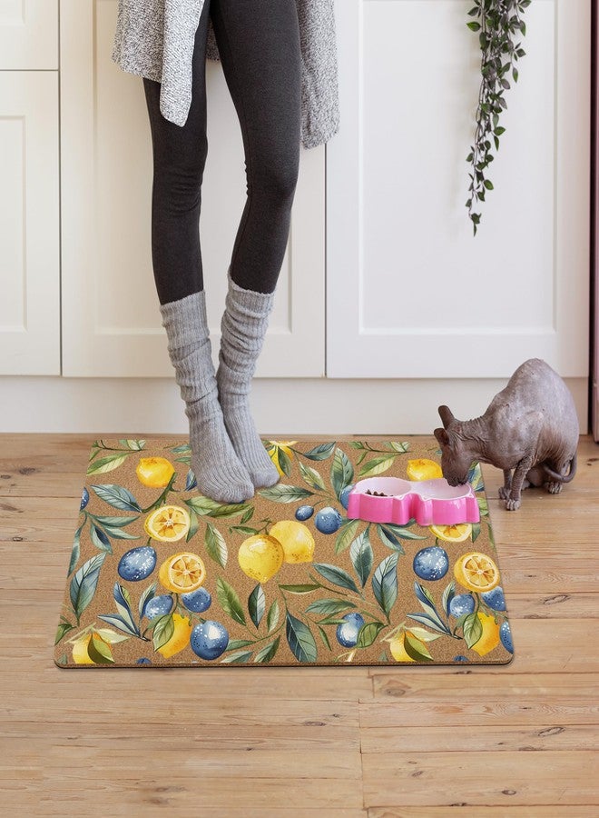 KFXHANGD Mediterranean Lemon Door Mat, Mediterranean Sicilian Lemons Front Door Mat Outside Entrance, Blueberry Lemons Artificial Coir Doormat Rugs for Porch Patio Entry Indoor Entryway, 17x30 Inch - Image 4