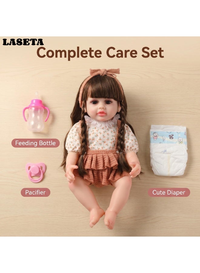 Laseta 58CM Reborn Baby Doll， with Disposable Diaper Magnetic Silicone Pacifier Mini Feeding Bottle Perfect Gift for Girls Collectors - Image 3