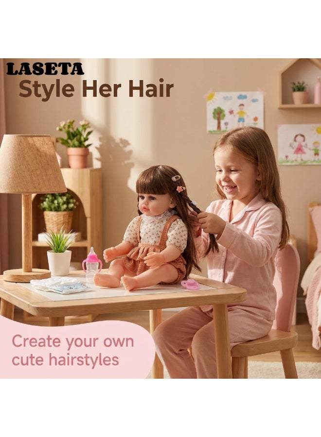 Laseta 58CM Reborn Baby Doll， with Disposable Diaper Magnetic Silicone Pacifier Mini Feeding Bottle Perfect Gift for Girls Collectors - Image 4
