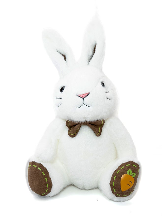 Toto Toys Lovely Bow Collar Long Ears Carrot Rabbit Plush Toy White Color 30 cm  - Image 1