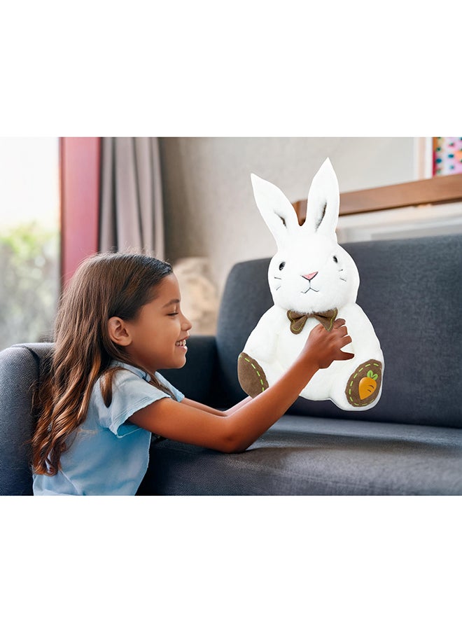 Toto Toys Lovely Bow Collar Long Ears Carrot Rabbit Plush Toy White Color 30 cm  - Image 4