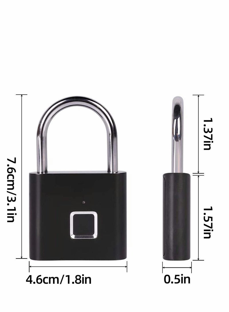 Fingerprint Padlock, Locker Lock, Smart Pad Waterproof Small Portable with USB Charging for, Luggage, Gym , Suitcas, School, Bike - Image 3