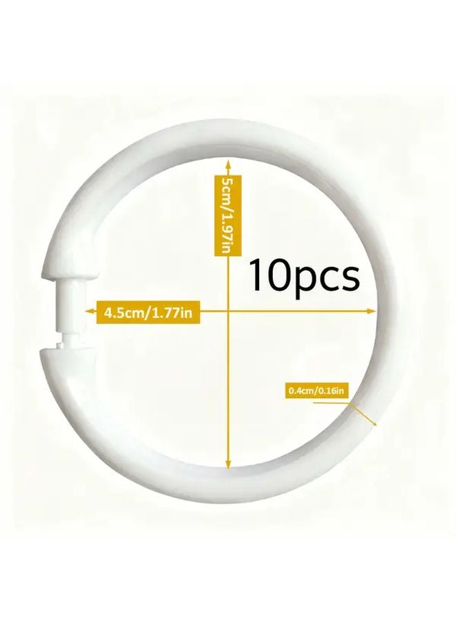 10 Pcs White Snap On Curtain Rings Quick Release No Rod Needed Silent Track - Image 1