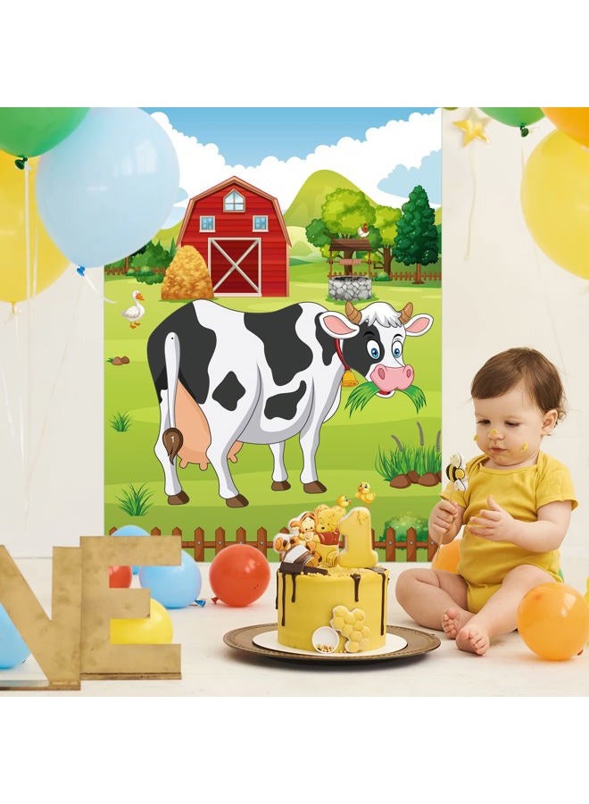 PLULON Pin The Tail on The Cow Party Game for Kids, Cow Farm Themed Animal Birthday Games Poster with Tail Stickers for Kids Farm Animal Donkey Party Favors Home Wall Decorations - Image 5