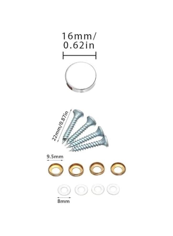8pcs Mirror Screws Caps Cover Nails Polished Stainless Steel 16mm  - Image 2