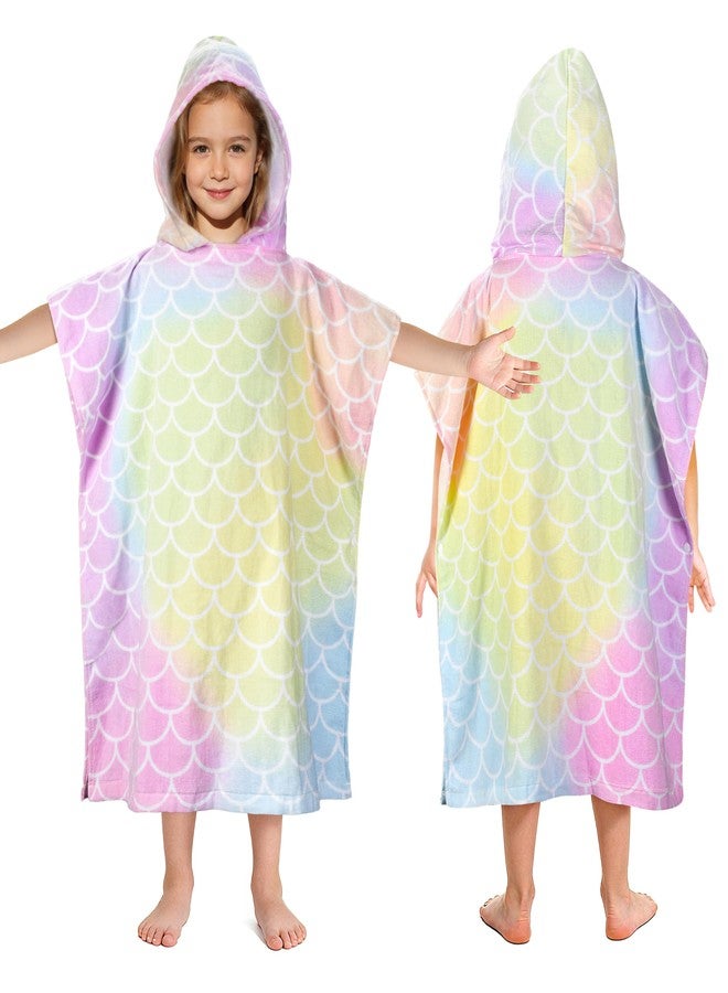 Tirrinia Kids Hooded Beach Towel, Toddler Hooded Bath Towel & Poncho Towel Super Absorbent, Wearable Swim Towel for Kids 3-6 Years Boys Girls at Bath Pool Beach, Birthday Gifts, Rainbow - Image 1