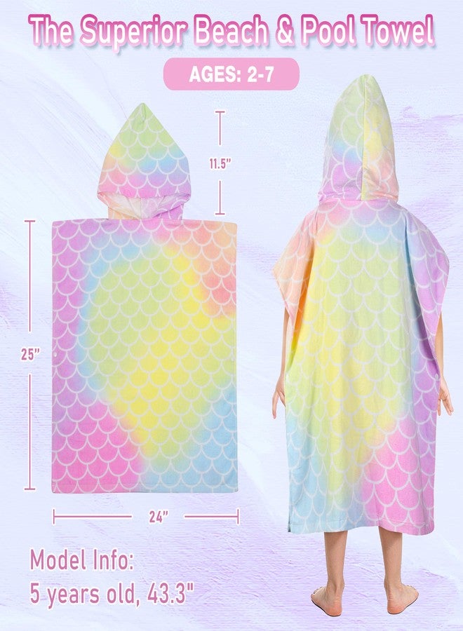Tirrinia Kids Hooded Beach Towel, Toddler Hooded Bath Towel & Poncho Towel Super Absorbent, Wearable Swim Towel for Kids 3-6 Years Boys Girls at Bath Pool Beach, Birthday Gifts, Rainbow - Image 2