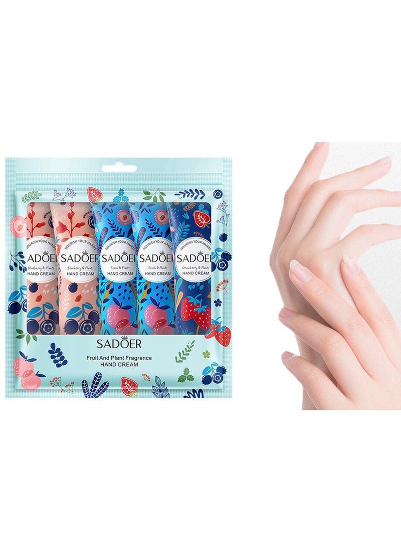 SADOER - A set of hand creams consisting of 5 pieces with extracts (strawberry - peach - grape) to moisturize and care for the hands - Image 1