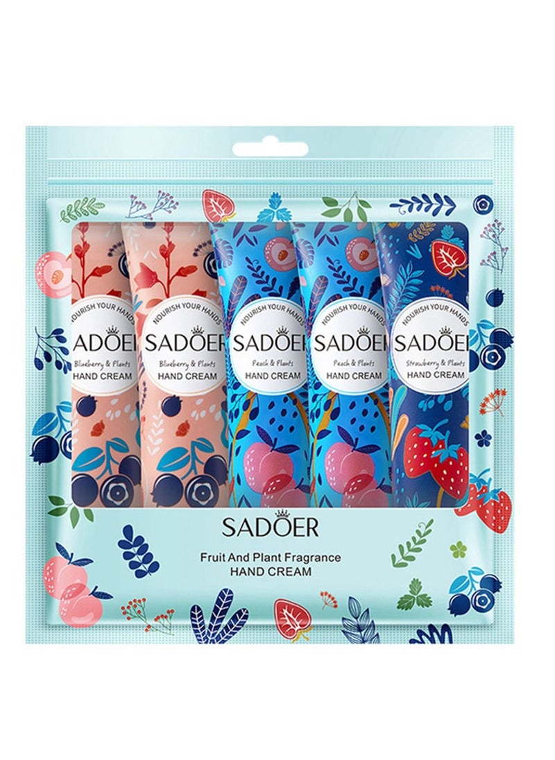 SADOER - A set of hand creams consisting of 5 pieces with extracts (strawberry - peach - grape) to moisturize and care for the hands - Image 1