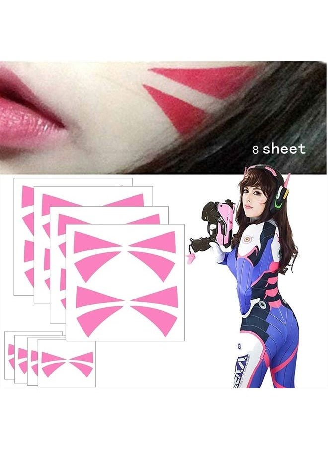 Dream Loom - Cosplay Face Temporary Tattoos, 12 Tattoos Overwatch DVa Face Tattoo Stickers 2 Sizes - Image 1