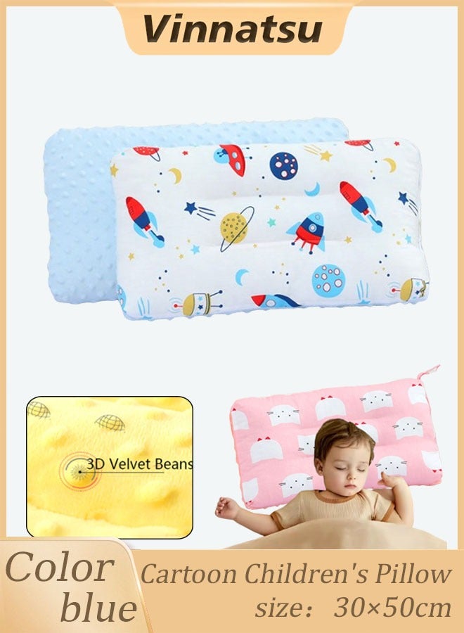 Vinnatsu Children's Pure Cotton Skin-friendly Pillow Super Soft Baby Sleeping Pillow Kindergarten Special Nap Pillow Soft Baby Pillow Pillow Size 30x50cm Blue  - Image 1