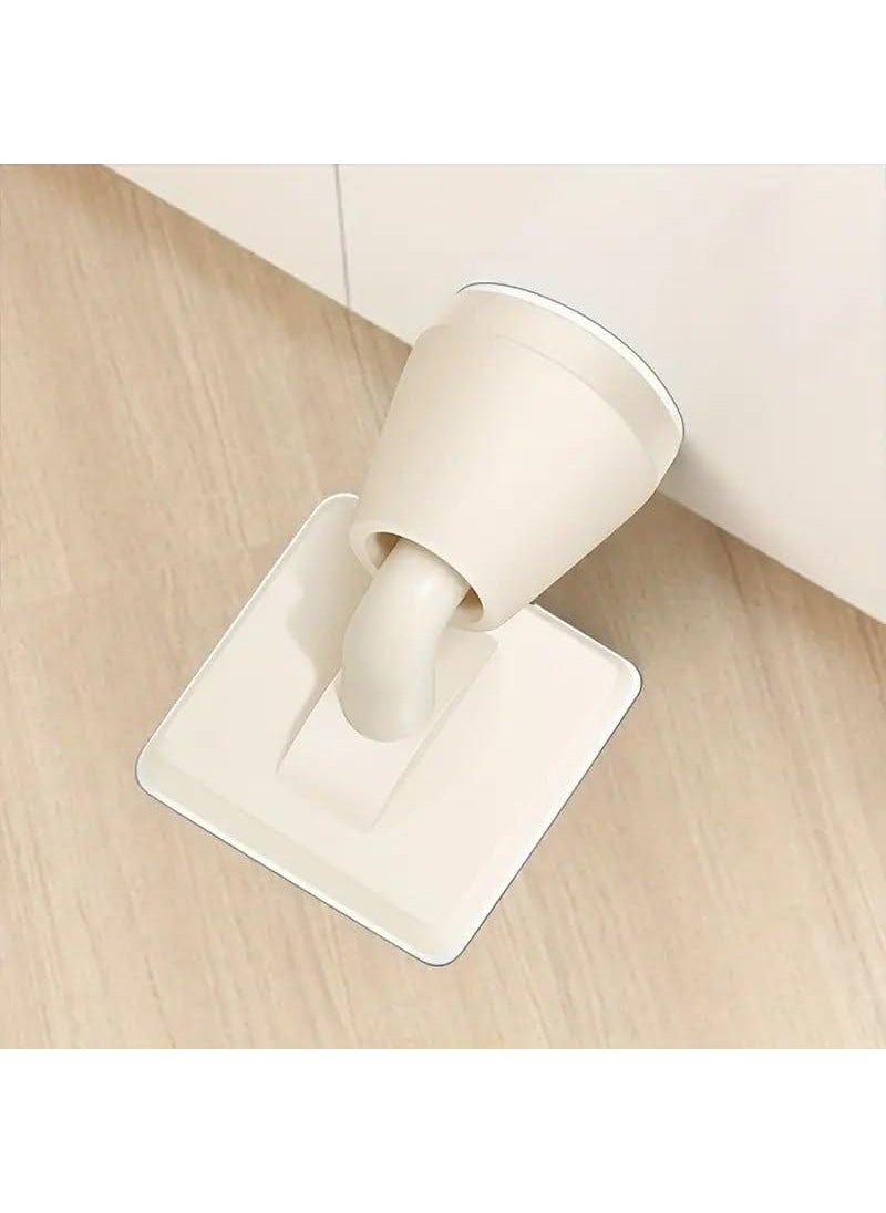 2HEET 2heet 1pc ABS Silicone Door Stopper NonPunching SelfAdhesive Silent Wall Protective Pad Hidden Door Bumper for Home Office and Apartment Use White Color for Door Impact Prevention  - Image 1