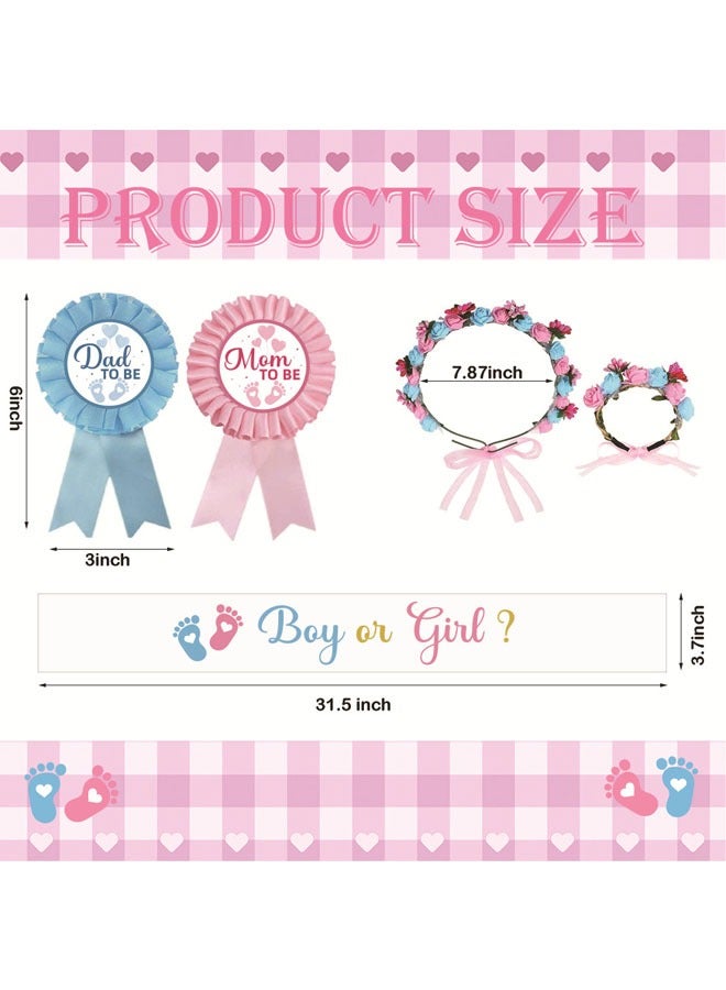 5PCS Daddy and Mommy to Be Boy or Girl Etiquette Belt, Gender Revealing Theme Party Decoration Corolla Bracelet Shoulder Strap Bracelet  - Image 2