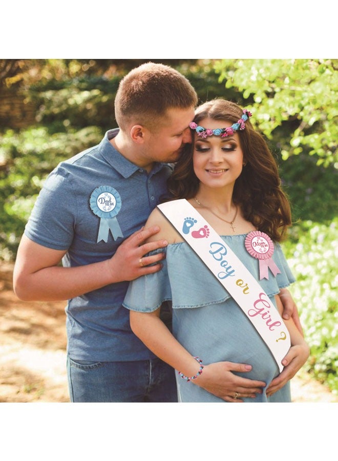 5PCS Daddy and Mommy to Be Boy or Girl Etiquette Belt, Gender Revealing Theme Party Decoration Corolla Bracelet Shoulder Strap Bracelet  - Image 3