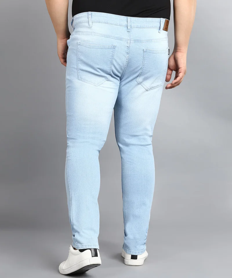 Urbano Fashion  Urbano Plus Men's Ice Blue Regular Fit Washed Jeans Stretchable  | Best Price UAE