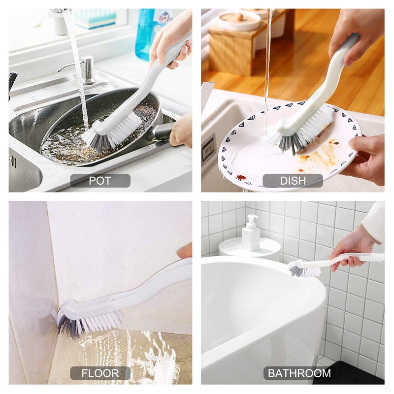 SHUNWEI 2 Pcs Cleaning Brush Small Scrub Brush for Cleaning Sink Scrub Brush with Handle, Bathroom Kitchen Edge Corner Grout Cleaning Brushes for Household Use, Window Track Cleaning Brush - Image 3