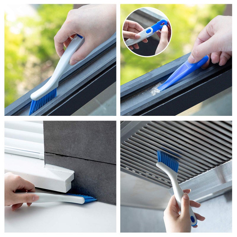 SHUNWEI 2 Pcs Cleaning Brush Small Scrub Brush for Cleaning Sink Scrub Brush with Handle, Bathroom Kitchen Edge Corner Grout Cleaning Brushes for Household Use, Window Track Cleaning Brush - Image 5