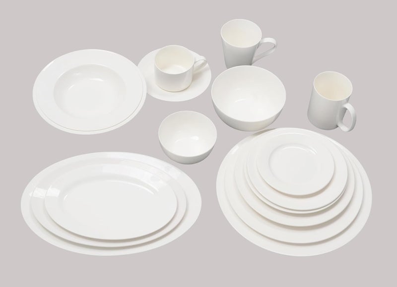HomeVss Bone China Rim Shape Elegance White SoupPasta PlateBowl 10oz Case of 6 - Image 3