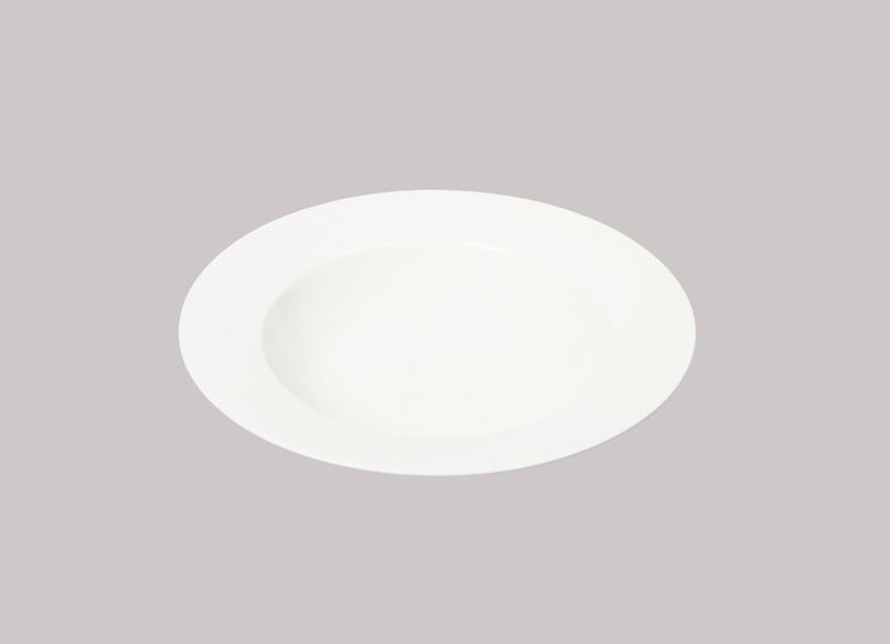 HomeVss Bone China Rim Shape Elegance White SoupPasta PlateBowl 10oz Case of 6 - Image 2
