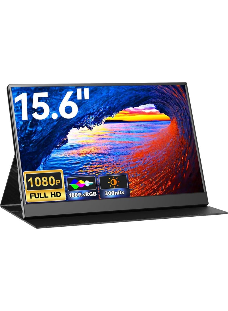Portable Monitor 15.6 Inch – Full HD 1920×1080 IPS Screen – HDMI & USB-C Connectivity – Perfect for Laptop, PC, Xbox & PlayStation - Image 1