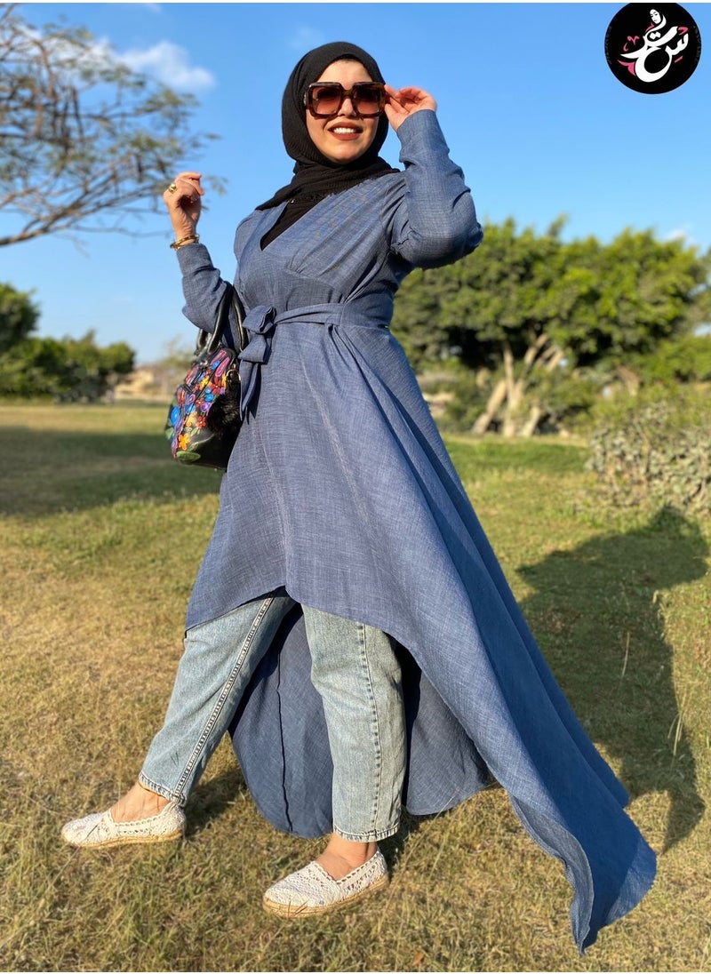 Setr - Long Blouse - Linen Blue - Image 1