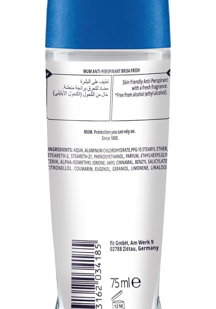 MUM Brisa Fresh Roll-on Deodorant 75 ml - 48h Protection, Alcohol Free - Image 2