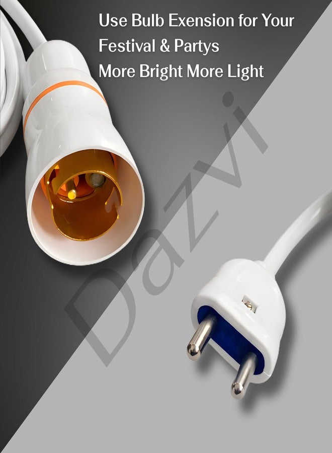 DAZVI Extension Cable Bulb Holder with Plug Socket & Flexible Extension Wire 2-Pin, Portable Lamp Holder for Home, Office, Festive Lighting Diwali Christmas Parties | 2/4/6/8/10 m – Made in India (2 Meter) - Image 5