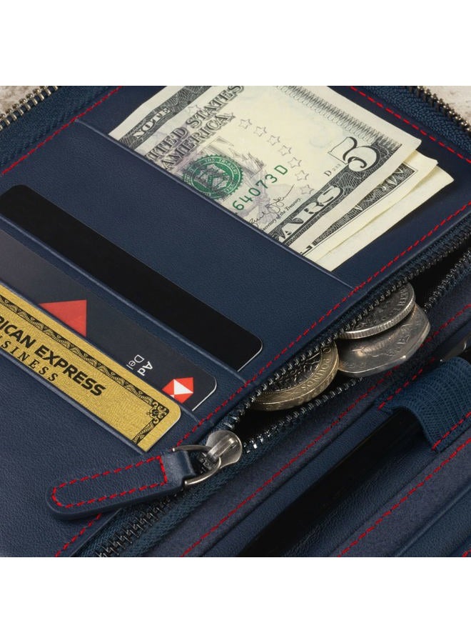 TORRO Travel Wallet – Genuine Leather Travel Organiser with Passport Holder and Detachable Cardholder (Blue)  - Image 4