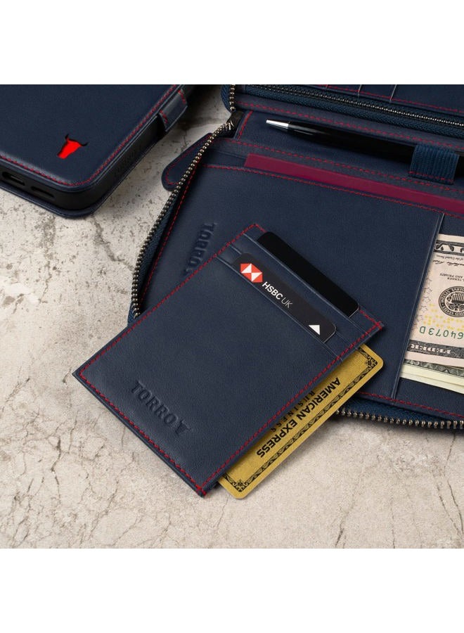 TORRO Travel Wallet – Genuine Leather Travel Organiser with Passport Holder and Detachable Cardholder (Blue)  - Image 3