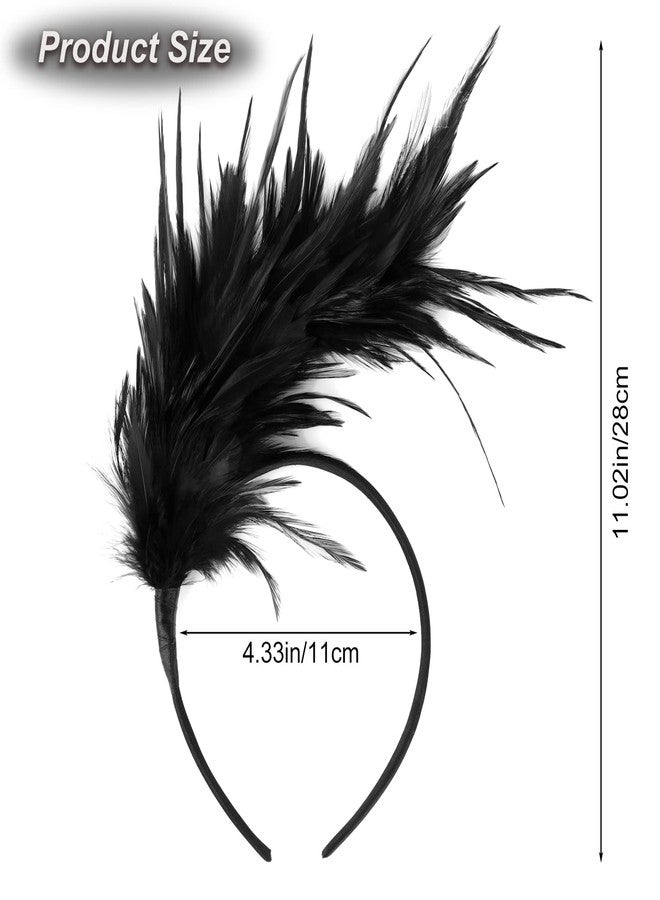MWOOT 1920s Fascinator Feather Headband, Hair Accessories Kentucky Derby Headpiece for Cocktail Wedding Tea Party Decoration(Black) - Image 2