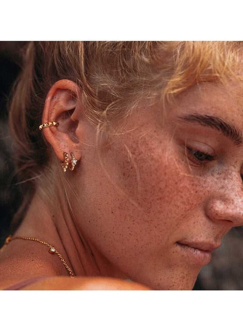 Mevecco Women Huggie Earrings Gold Hoop Sleeper 14K Gold Filled Small Simple Handmade Hypoallergenic Everyday Jewelry - Image 2