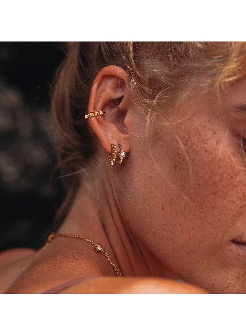 Mevecco Women Huggie Earrings Gold Hoop Sleeper 14K Gold Filled Small Simple Handmade Hypoallergenic Everyday Jewelry - Image 3