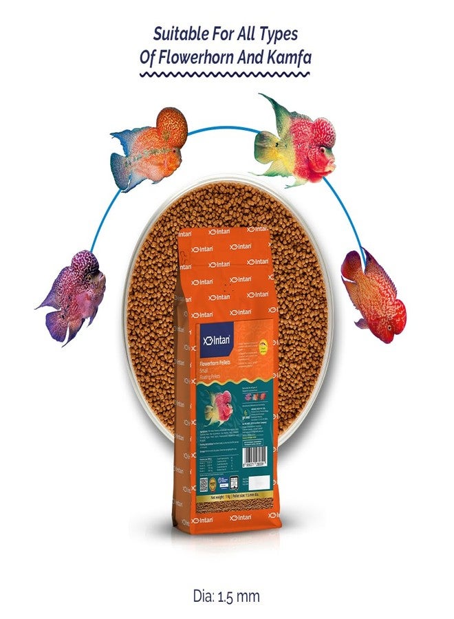 Intan Flower Horn Pellets (Small 1.5mm Floating) | 1Kg - Highly Nutritious Ornamental Fish Food for Flowerhorn & Kamfa | Growel Feeds - Image 2