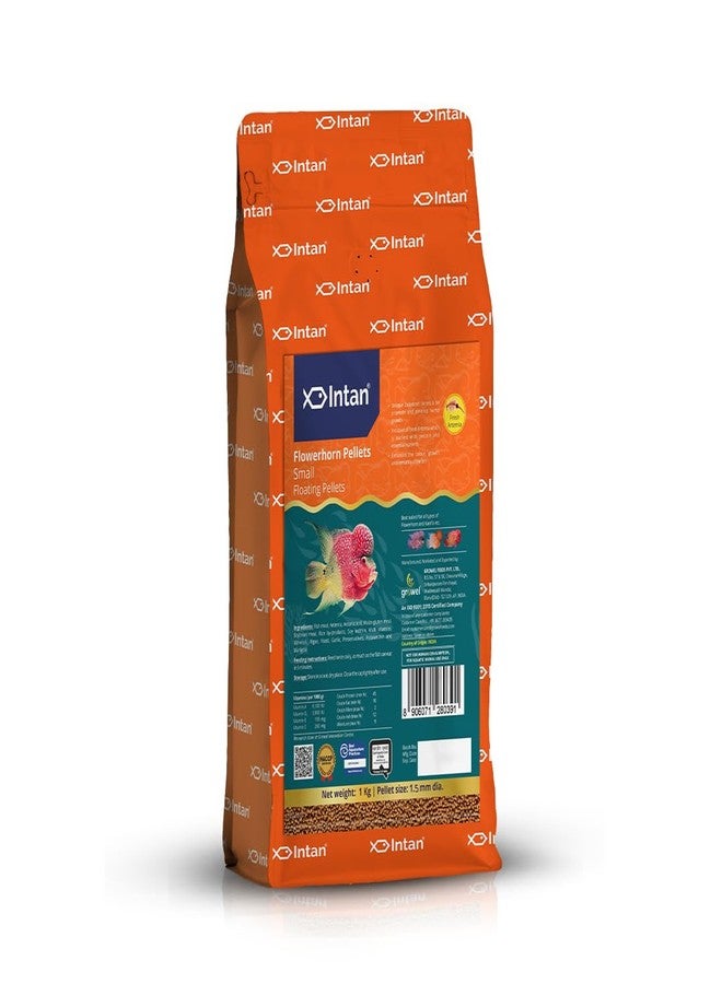 Intan Flower Horn Pellets (Small 1.5mm Floating) | 1Kg - Highly Nutritious Ornamental Fish Food for Flowerhorn & Kamfa | Growel Feeds - Image 1