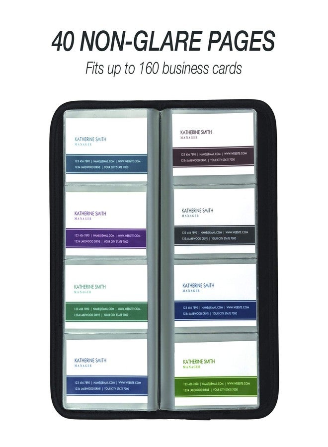 سامسيل منظم بطاقات أعمال سامسيل الاحترافي بغطاء مبطن، حامل بطاقات يتسع لـ 160 بطاقة، أسود - Image 3