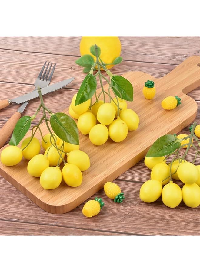 erorex Lifelike Artificial Lemon Fruit Branches 3Pcs Lifelike Simulation Fruit For Vase And Home Party Decoration Realistic Fake Lemon Stems For Indoor Decor - Image 2