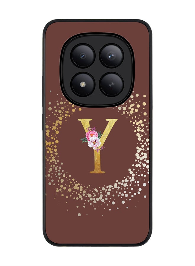 Stylizedd For Xiaomi Redmi Note 15 Pro+ / Poco M8 Pro Case,Slim fit Camera Protection, Shockproof Thin Phone cover  - Custom Monogram Floral - Y  (Brown ) - Image 1